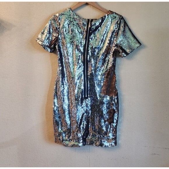 Topshop silver and bronze sequin mini dress size 8P Party Cocktail - Picture 2 of 6